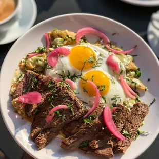 Verde chilaquiles with steak