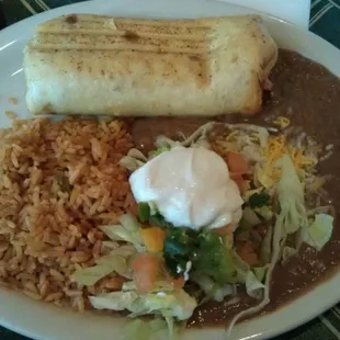 Shredded beef chimichanga (lunch menu: $5.95).