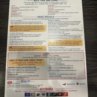Menu - reverse side