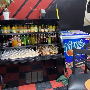 a display of drinks