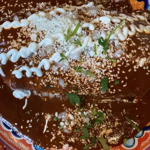 Poblano mole carnitas burrito