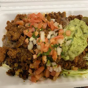 Chorizo bowl with pinto beans! Delicious and SO filling.