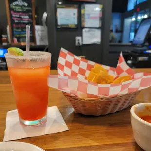 The watermelon margarita is very good. And so are the chips.