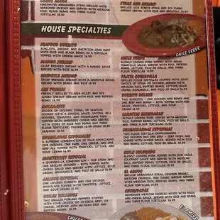 The menu is large... this is just the "house specialties" page.