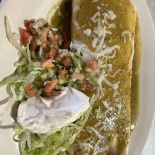 Number 24 flour burrito with green sauce