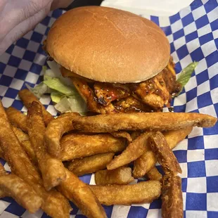 a sandwich and fries