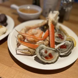 a variety of seafoods