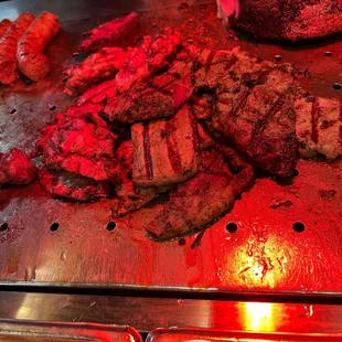 steaks being prepared