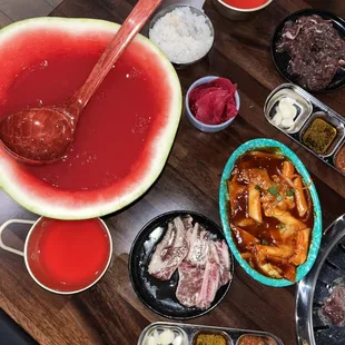 Galbi, Tteokbokki, Wings, and Bulgogi Beef