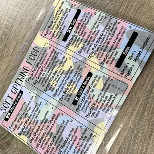 Soft opening menu