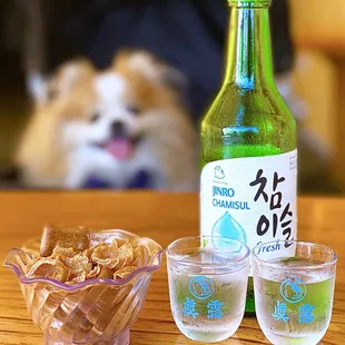 Chamisul Soju | $12 (complimentary honey cereal &amp; biscuit snack