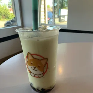 Avocado creamy shake with boba made with coconut milk