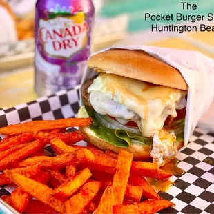 a plate of fries and a sandwich