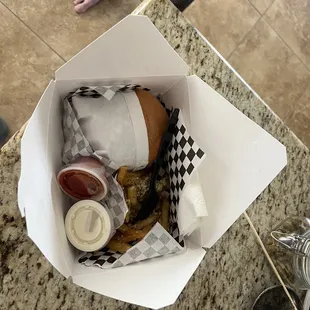 a person standing next to a table