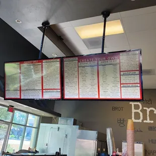 menus on the wall