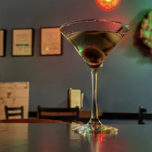 a martini with olives