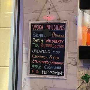 Current Vodka Infusions available!