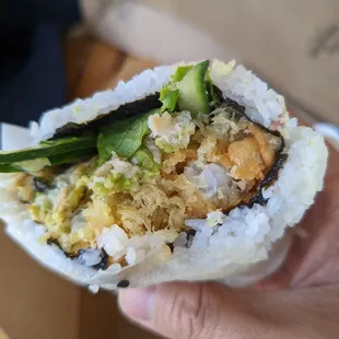 Inside of my real crab tempura rice roll