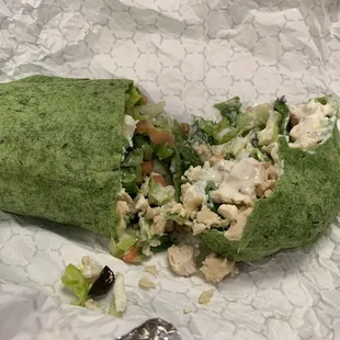 Greek spinach turkey wrap w/ranch dressing