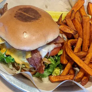 Pocket Club sandwich w/sweet potato fries