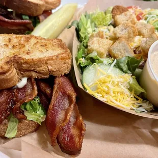 BLTA (bacon, lettuce, tomato, avocado on wheat) &amp; side salad with homemade chipotle ranch