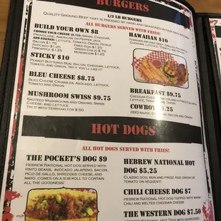 a menu for a hot dog restaurant