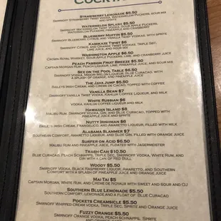 menu
