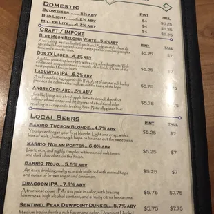 menu