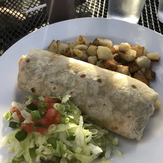 Bacon, Potatoes, Eggs, Green Chile and Cheese