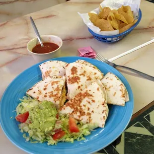 The quesadilla with chicken in it!