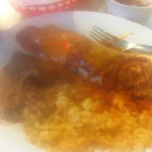 The Enchi burrito - yes that's instant rice on the side :-(