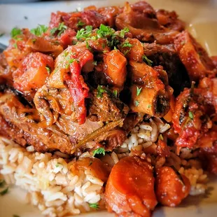 Succulent, magnificent, exquisite Lamb Shank Osso Bucco.