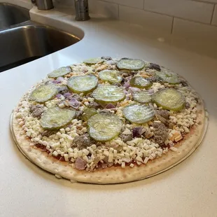 Bacon Cheeseburger Pizza before....