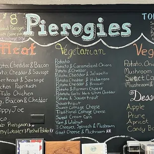 Menu for dine in pierogies!