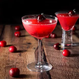 Bing cherry Cosmo drink.