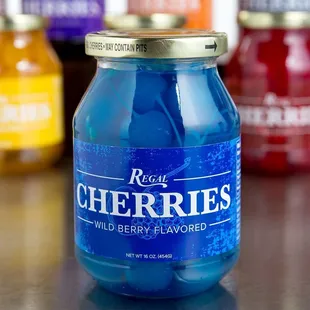 Blue flavored Cherries.