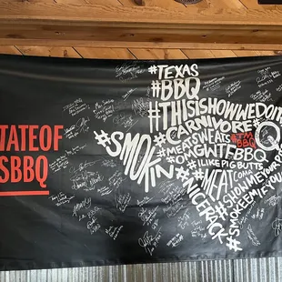 a banner with the names of texas bbq