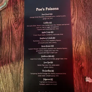 Drink menu