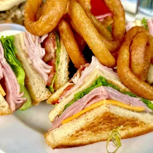 Poe's Club with Onion Rings