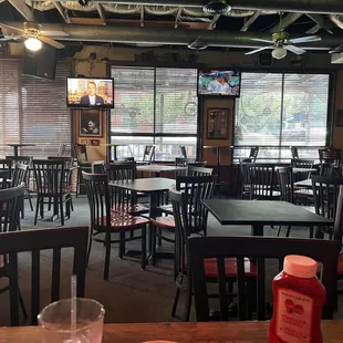 tables and chairs in a restaurant