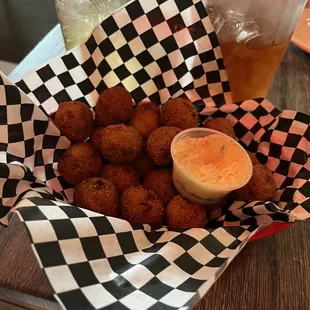 a basket of fried tater tots