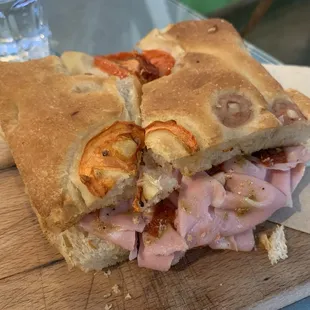Mortadella and sundried tomato sandwich.  Delicious!!