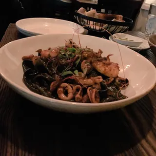 Mezze lune Burrata-'Nduja e gamberi