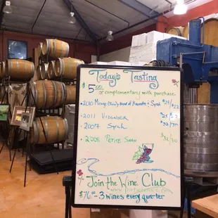 Tasting menu for the day!