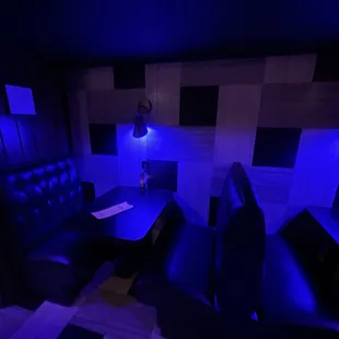 blue lighting in a dark room