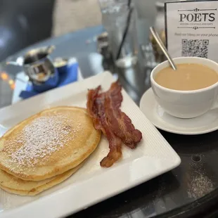 Griddle (pancakes), bacon, coffee