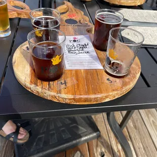 a table with a variety of beers