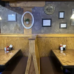 two tables in a restaurant