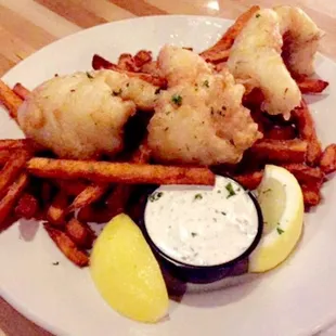 Walleyed fish and chips! $18 delicious. Tartar sauce is amazing