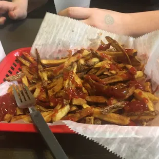 Fries were found, now where did my PBR go. Hahaha!